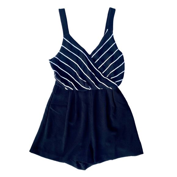 MINKPINK Moonshine Wrap Front Romper Black Striped Women's Size Small - Picture 4 of 14